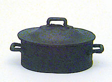 Dollhouse Miniature Black Pot with Lid
